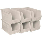 Akro-Mils 30265 AkroBins Plastic Storage Bins, Space-Saving Stackable Bins for Garage, Pantry, Craft Organization, 18-Inch x 8.25-Inch x 9-Inch, Stone, 6-Pack - color: Stone