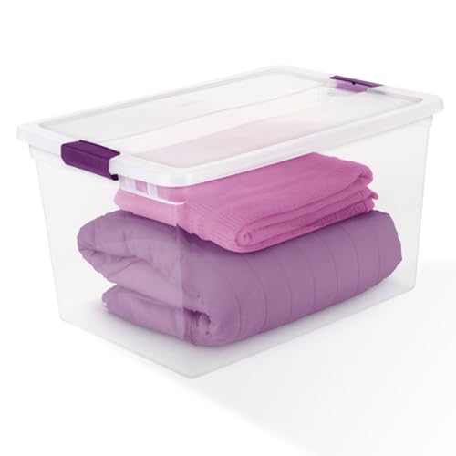 Sterilite 6 Pack 66 Quart ClearView Latch Box, Stackable Organizer Bins with Latching Lids - Clear Plastic Organization Containers for Closet, Bedroom, Shelving Units and Everyday Home Storage - size: 6 Pack, style: 66 Quart