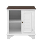 Multifunctional End Table Side Table with a Shutter Style Door and 2 Woven Grass Baskets, Sofa Side Narrow Table, Wood Bedside Nightstand for Living Room Bedroom (White-4.7) - color: White-4.7