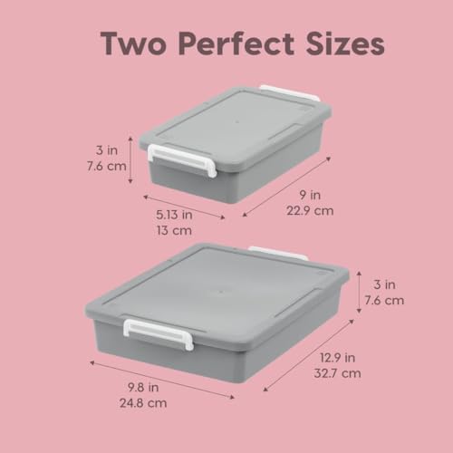 IRIS USA 3 Qt. Plastic Craft Storage Container Bins with Lids, 4 Pack, Small Art & Office Supply Organizer Tote, Sensory Bins & Boxes for Home & University, Stackable, Secure Latch Buckles, Gray - size: 3 Qt. - 4 Pack