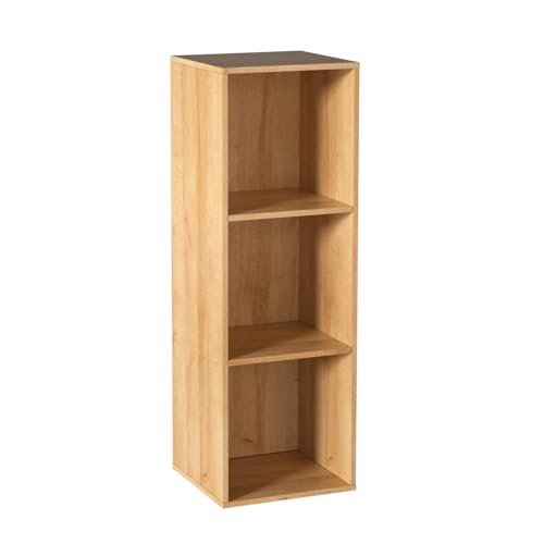 Wooden Cube Storage Organizer with Closed Back Panel,Natural Oak Cube Shelf Cubby Storage Organizer with Compartments for Living,Bookshelf,Storage Organizers (Oak, 3 Cube-11in) - color: Oak, size: 3 Cube-11in