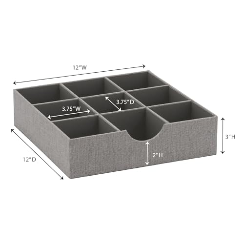 Household Essentials Grey 728-1 Deep 9 Section Drawer Organizer Box for Storage 12 in x 3.13 - color: Silver