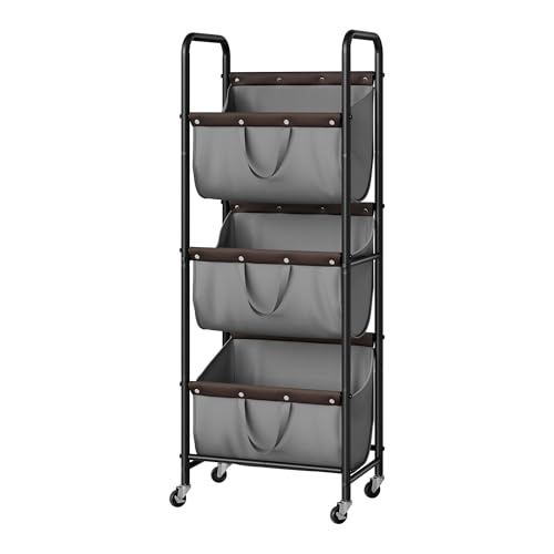 GRANNY SAYS 3 Tier Laundry Sorter, Laundry Hamper with Wheels, Laundry Room Organization and Storage, 3 Section Rolling Laundry Cart for Dorm, Bathroom, Bedroom, Closet, Grey - color: Grey