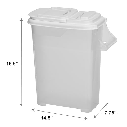 Buddeez Pet Food Storage Dispensers Plastic 4 Gallon - Airtight Flip Top for Freshness - Dry Dog Food, Cat Food or Bird Seed Plastic Containers (Set of 2) - color: White Lid, size: 2 Pack (16 Quart)