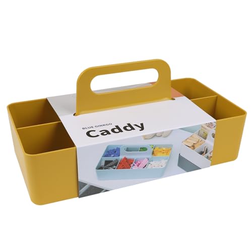 BLUE GINKGO Stackable Organizer Caddy – Korean-Made Portable Tote for Bathroom, Office, Crafts, or School Supplies (Long Rectangle, Yellow) - color: YELLOW, size: Long Rectangle