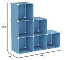 C&AHOME Cube Storage Organizer, 6-Cube Shelves Units, Closet Cabinet, DIY Plastic Modular Book Shelf, Ideal for Bedroom, Living Room, Office, 36.6" L x 12.4" W x 36.6" H Blue UPCS06L - color: Blue