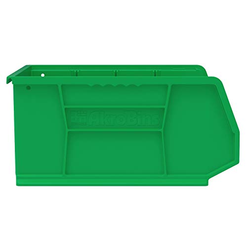 Akro-Mils 30250 AkroBins Plastic Storage Bins, Space-Saving Stackable Bins for Garage, Pantry, Craft Organization, 15" x 16" x 7", Green, 6-Pack - color: Green