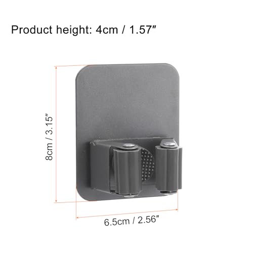 uxcell 2pcs Mop Broom Holder Wall Mount, 304 Stainless Steel Mop Holder Self Adhesive Broom Hanger with Screws, Suitable for Bathroom, Laundry Room, Dark Grey - color: Dark Grey