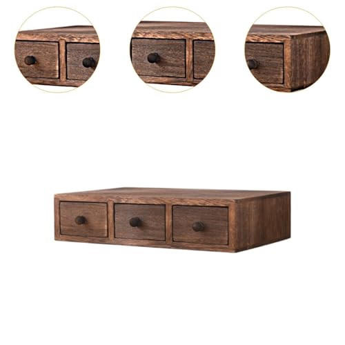 Wood Desktop Organizer Office Supplies Organizer with Drawer Versatile Cosmetic Organizer for Sticky Notes Stamps Paper Clips, 3 Drawer - color: 3 Drawer