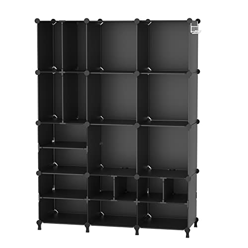AWTATOS Cube Storage Closet Organizer Storage 12 Cube Shelves, Large and Small Cubes, DIY Portable Closet Clothes Storage Shelfs for Home, Bedroom, Black - color: Black