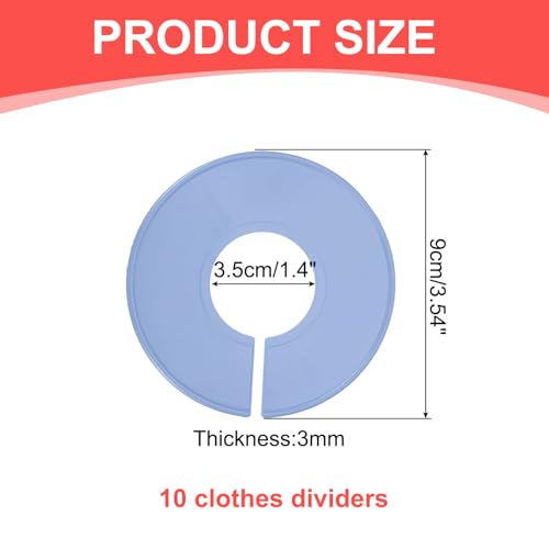 uxcell 10 Pcs Clothes Dividers,Round Closet Rack Dividers Clothing Rack Size Dividers Blank Labels Writable & Reusable for Hanging Clothes Sorting Size, Gray - color: Gray