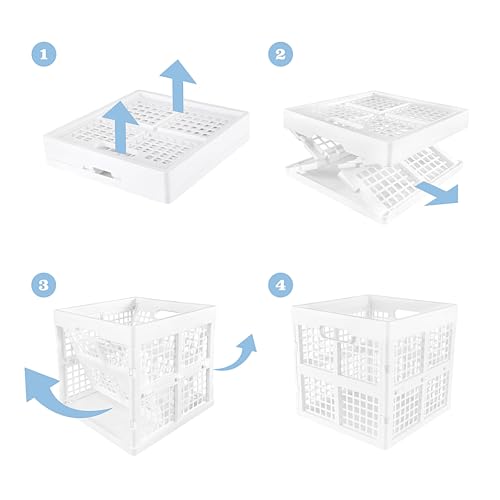 Eslite 3-Pack Collapsible Plastic Storage Crates,Foldable Crates for Storage,16L (White) - color: White