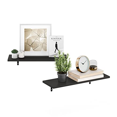 Furinno Rossi Floating Shelves for Wall Set of 6, 23-Inch Wall Shelf, Floating Shelf, Wall Mounted Shelves, for Bathroom, Bedroom, Living Room, Espresso - color: Espresso, size: 24-Inch, Set of 6