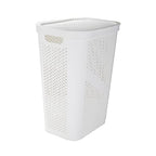Mind Reader 60L Slim Laundry Hamper, Clothes Basket, Lid, Ventilated, Plastic, Set of 2, White - color: White, size: 2-Pack