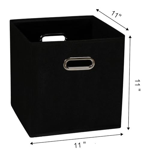 Fabric Cloth Storage Bins,Fabric Cube Organizer with Dual Handles Foldable Cube Storage Baskets for Home Bedroom Storage,Set of 10,(Black) - color: Black, size: 10 Pack