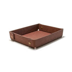LLmoway PU Leather Valet Tray Nightstand Desk Organizer for Men Women Home Office Phone Watch Jewelry Glasses Keys Coins Storage - color: Light Coffee
