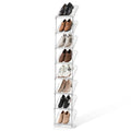SMILHELTD Vertical Shoe Rack 8 Tiers Narrow Clear Sneaker Storage Holder Luxurious Slim Tall Organizer Space Saving Shelf for Entryway Garage 10.4" W x 64.5" H x 9.8" D (Transparent) - color: Transparent