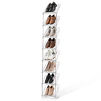 SMILHELTD Vertical Shoe Rack 8 Tiers Narrow Clear Sneaker Storage Holder Luxurious Slim Tall Organizer Space Saving Shelf for Entryway Garage 10.4" W x 64.5" H x 9.8" D (Transparent) - color: Transparent