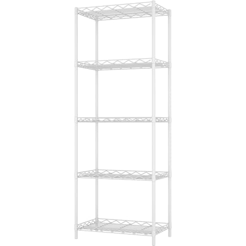 HOMEFORT 5-Tier Wire Shelving 5 Shelves Unit Metal Storage Rack Durable Organizer Perfect for Pantry Closet Kitchen Laundry Organization in White - color: White, size: 21"W x 11"D x 54"H