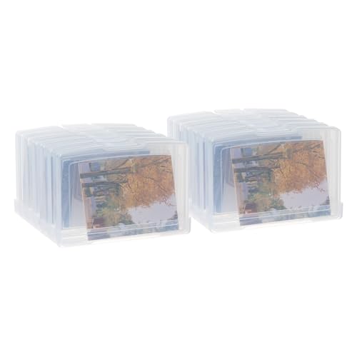 novelinks Transparent 4" x 6" Photo Storage Boxes, 6 Inner Photo Organizer Cases with Tray, Picture Storage Containers for 4x6 Prints, Craft & Memory Card Sorting Box (Clear 2Pack) - color: Clear 2 Pack