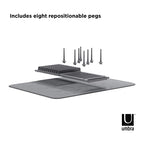 Umbra Udry Dish Rack with Movable Pegs and Microfiber Drying Mat – Space-Saving Design Folds Up for Easy Storage, Basic Rack, Dark Grey - color: Gray, style: Rack with Pegs