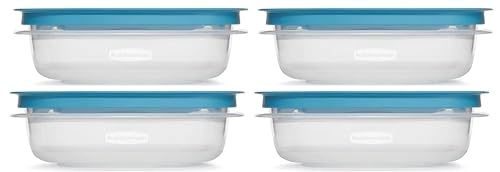 Rubber maid 1.25 Cup Flex & Seal Leak Proof Lids Food Storage Container Set, Teal, Clear Meal Prep Flex Containers, 4 Piece Bundle Set - size: 1.25 Cup