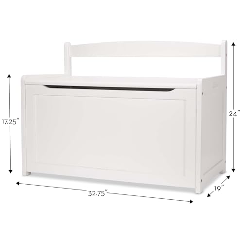 Melissa & Doug Toy Chest, Wooden Toy Storage Box with Safety-Hinged Lid, Kids Toys Storage Organizer for Playroom, Bedroom, & Montessori Classroom Furniture for Boys & Girls Ages 3+ - color: White