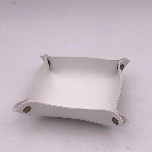 2pcs PU Leather Valet Tray Set Portable Key Bowl Catch All Tray Nightstand and Entryway Multifunctional Foldable Storage for Coins Wallet Jewelry and Small Items Ideal for Home Office Use White - color: White