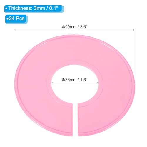 PATIKIL Clothes Dividers, 24 Pack Clothing Rack Size Dividers Blank Labels Sorting Round Separator for Closet, Pink - color: Pink
