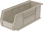 Akro-Mils 30224 AkroBins Plastic Storage Bins, Space-Saving Stackable Bins for Garage, Pantry, Craft Organization, 11" L x 4" W x 4" H, Stone, 12-Pack - color: Stone