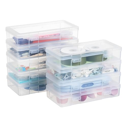 novelinks Plastic Small Storage Bins with Lids for Organizing, Mini Clear Storage Containers and Stackable Storage Box Organizer for Pencil Boxes, Task Boxes, Crayon Boxes (9 Pack Medium) - color: 9 Pack Medium -Clear