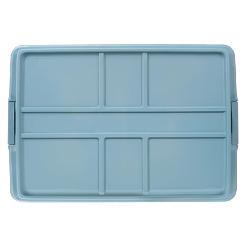 Hefty 72 Quart Hi-Rise Storage Bin with Lid, Stackable Plastic Container Tote for Home, Office, and Classroom Organization, 6 Pack, Smoke Blue