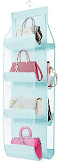 AARAINBOW 1 Pack Hanging Handbag Purse Organizer, Handbag Organizer with 8 Easy Access Pockets, Purses Holder Wardrobe Closet Space Saving Organizers, 41 L x 13.5W (B-Blue) - color: B-blue