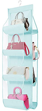AARAINBOW 1 Pack Hanging Handbag Purse Organizer, Handbag Organizer with 8 Easy Access Pockets, Purses Holder Wardrobe Closet Space Saving Organizers, 41 L x 13.5W (B-Blue) - color: B-blue