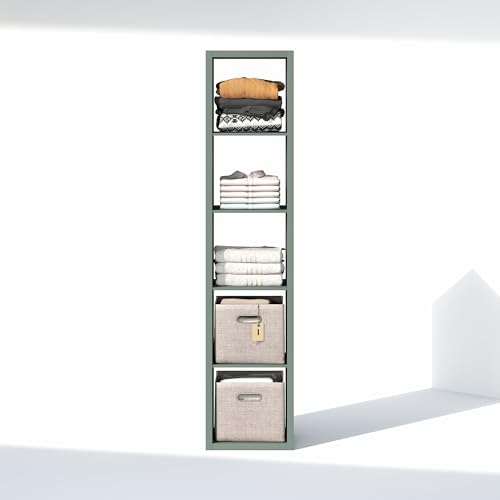 Furinno Cubic Closet Organizers and Storage, 5-Cube Closet Organizer, Open Shelf Closet Storage, Extra Thick Frame for Wardrobe, Bedroom, Living Room, Sage Green - color: Sage Green, size: 5-Cube