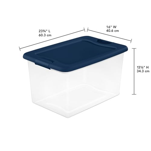 Sterilite 18-Pack Color Program, Large Clear Plastic Storage Bins with Lids, 64 Quart, Blue - Stackable Organizing Container Boxes for Closet, Bathroom, and Office - size: 18 Pack