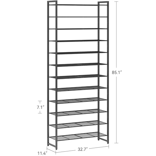 Nunsino Shoe Rack for Closet, Metal Shoe Organizer,12 Tier Garage Shoe Rack Max Holds 60 Pairs,Shoe Storage Shelf,Entryway, Black - color: Black, size: 12 Tier