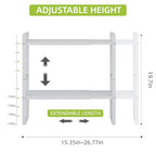 Expandable Cabinet Shelf Organizer Rack, Stackable Kitchen Counter Storage Shelves Stand, Adjustable Height Pantry Shelf Spice Rack (White-2 Pack, 8.7" D x 15.4-26.8" W x 9.8" H) - color: White-2 Pack