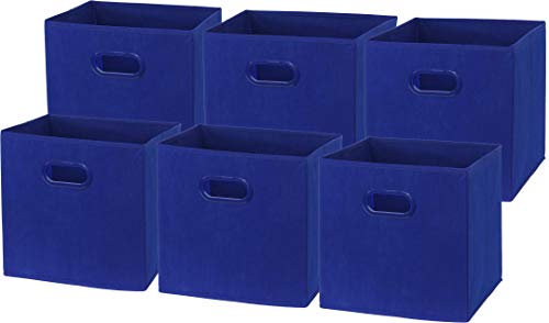 Simple Houseware Foldable Cube Storage Bins with Handles, 11-Inch, Dark Blue, 6-Pack, Fabric Cubes Organizer for Closet or Shelves - color: Dark Blue