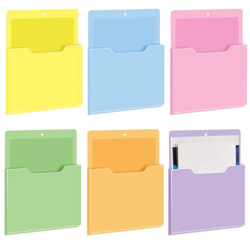 Fuutreo 6 Pcs Magnetic Wall File Organizer Magnetic Wall File Holder Refrigerator Magazine Holder for Mail Letters Paper (Macaron Color,Vertical-large) - color: Macaron Color, size: Vertical-Large