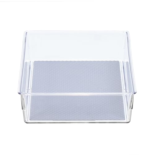 Glad Drawer Organizer Bin, 9x6 - Heavy Duty Clear Plastic Storage Tray for Junk Drawers, Kitchen Utensils, Bathroom Vanity, and Organizing Pantry - BPA Free, Food Safe, Non Slip - size: 9x6