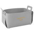 Foldable Storage Basket Bin PU Leather Desktop Organizer Box Gray Small Catchall Basket Rectangle Tray Double Handles for Entryway Bedside Dresser End Table Cosmetic Jewelry Key Wallet - color: Gray
