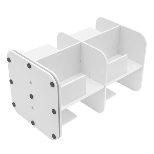 LYNICESHOP 2-Tier 360° Rotating Bookshelf, Compact Standing Bookcase, Small Corner Storage Solution (White) - color: White