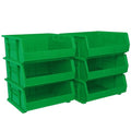 Akro-Mils 30250 AkroBins Plastic Storage Bins, Space-Saving Stackable Bins for Garage, Pantry, Craft Organization, 15" x 16" x 7", Green, 6-Pack - color: Green