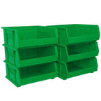 Akro-Mils 30250 AkroBins Plastic Storage Bins, Space-Saving Stackable Bins for Garage, Pantry, Craft Organization, 15" x 16" x 7", Green, 6-Pack - color: Green