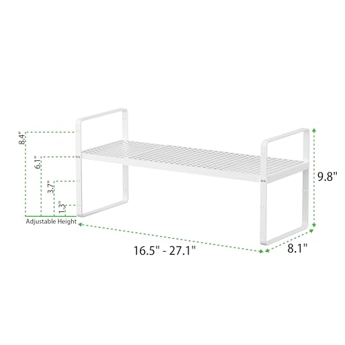 Expandable Cabinet Storage Shelf Stackable Organizer Rack for Kitchen Bathroom Pantry Spice Cupboard Coffee Countertop Home Office Desk Heavy Duty Nonslip White Small 3 Packs - color: White 3 Packs, size: Small - 8.1"W x (16.5"-27.1")L x 9.8"H