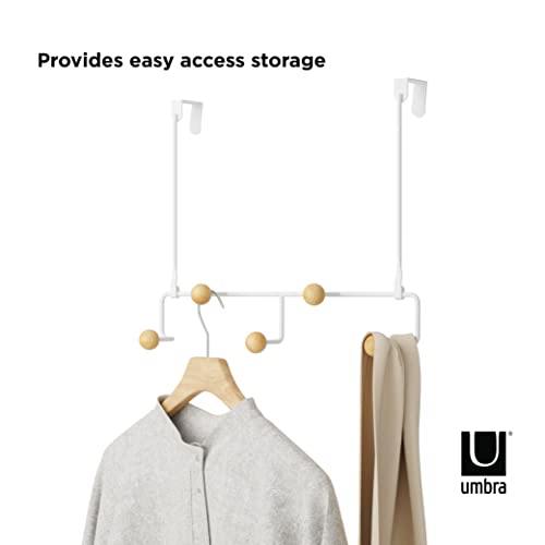 Umbra Estique Over The Door Coat Rack & Multi-Use Organizer, for Coats, Bags, Hats & More, Small, White/Natural (Pack of 3) - color: White/Natural, size: Small (Pack of 3)