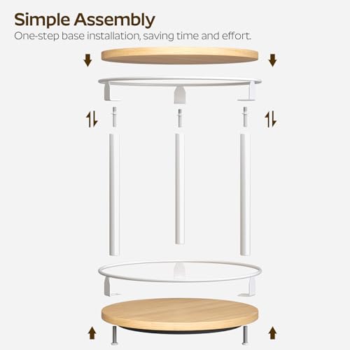 YATINEY Lazy Susan Organizer, Rotating Spice Rack, 2 Tier Spice Turntable Organizer, Industrial Turntable Spice Holder, for Kitchen Countertop, Compact and Versatile, White and Natural SR22WN - color: White + Natural, size: 10.2"L x 10.2"W x 11"H