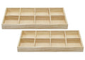 8 Section Wooden Trays – 14" × 7" Rectangular Organizers with 8 Compartments for Crafts, Drawer Tidying, Snacks, and Display | 2 Pack - size: 8 Section