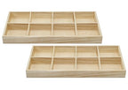 8 Section Wooden Trays – 14" × 7" Rectangular Organizers with 8 Compartments for Crafts, Drawer Tidying, Snacks, and Display | 2 Pack - size: 8 Section